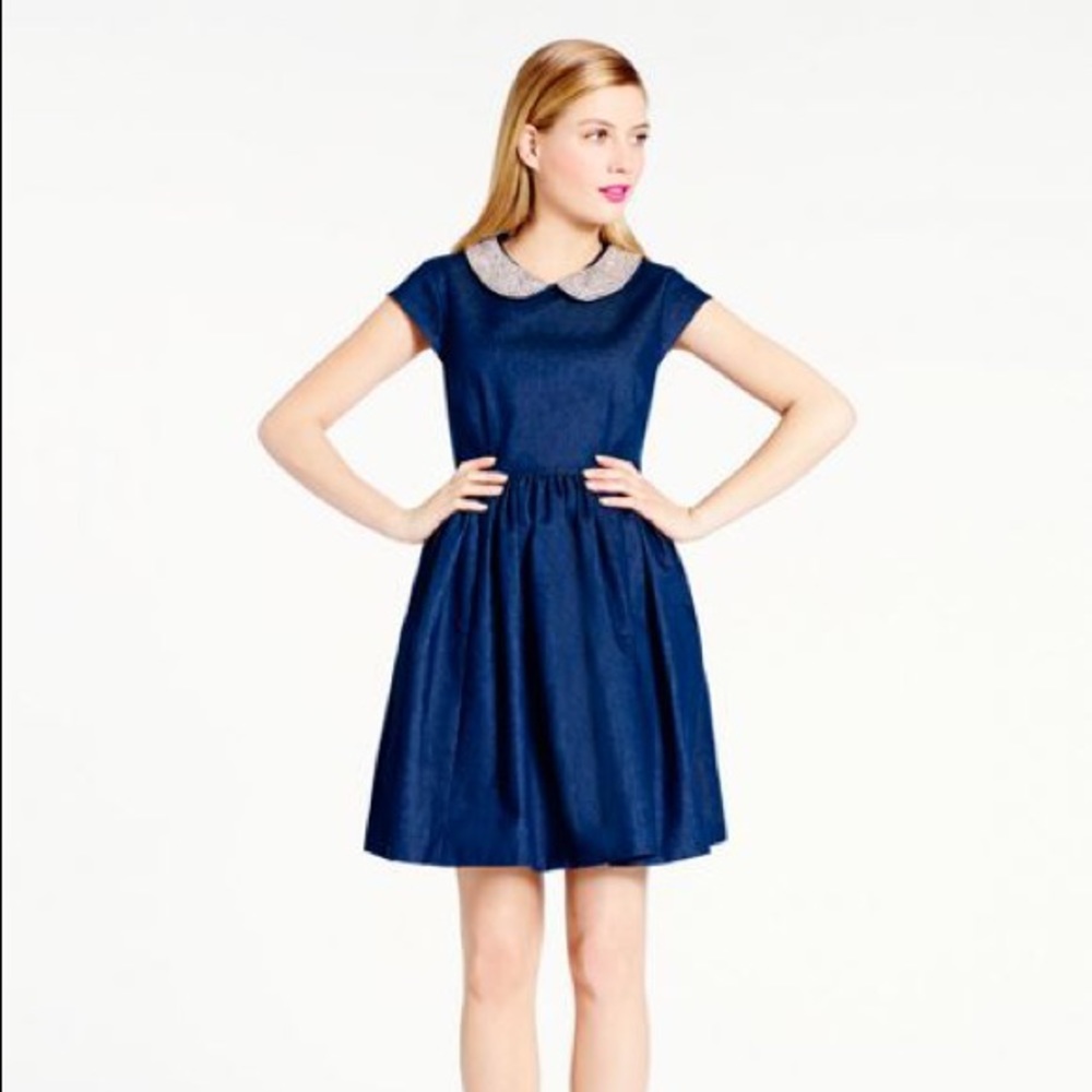 Kate Spade Denim Dress Embellished Collar